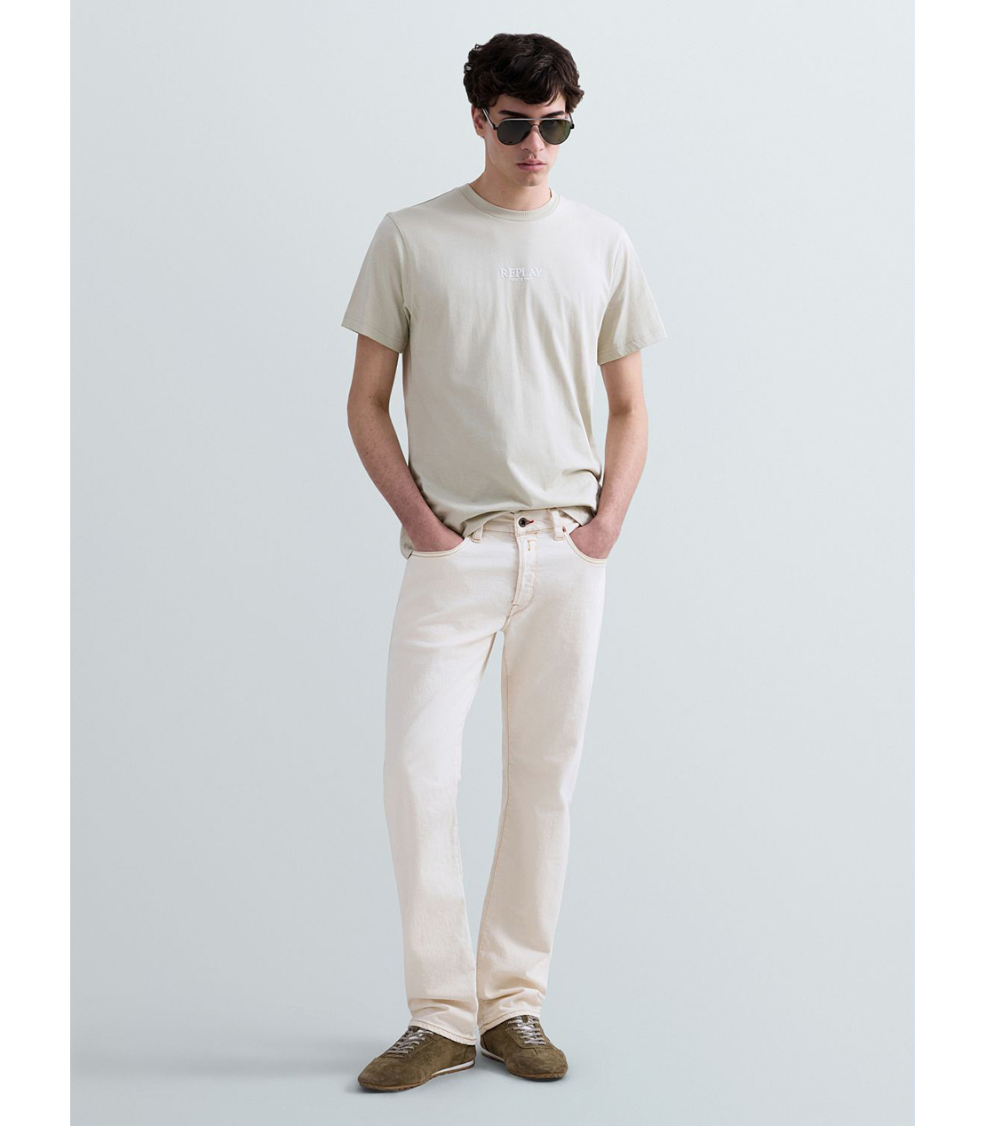 ストレートフィットDERYCK オーセンティックブルデニム 詳細画像 アイボリー 2